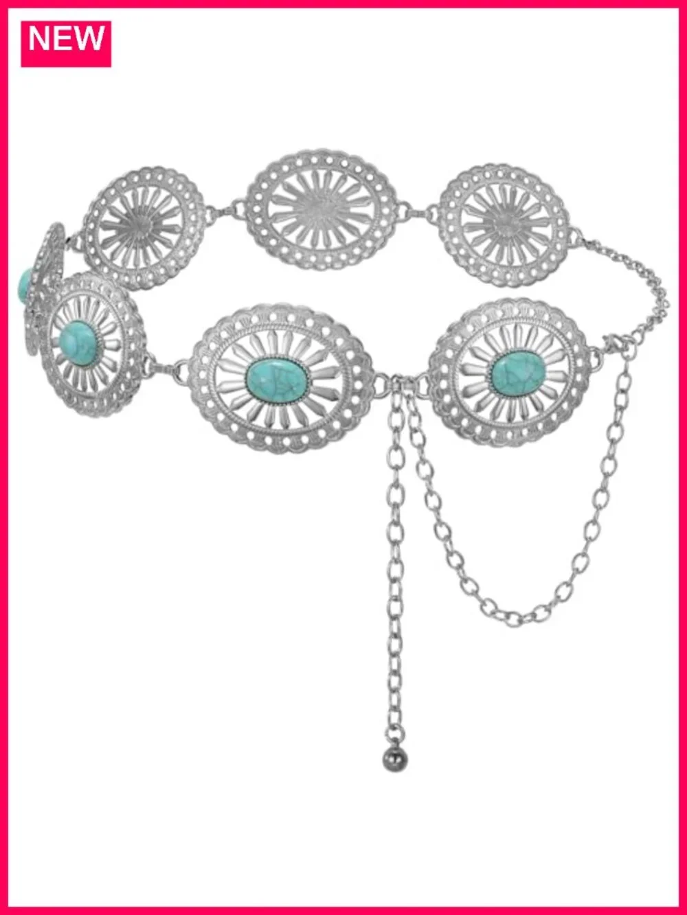 Western Concho Chain Belt Women Metal Cowgirl Waist Belt Country Outfit